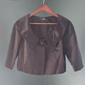 Elegant Black Cropped Blazer with gray rhinestone details    by Jon